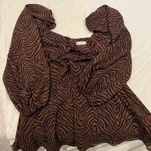 Lovers & Friends zebra mini dress with puff sleeves